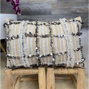 Vintage Moroccan Wedding Blanket Pillow Berber Handira 03YS00353